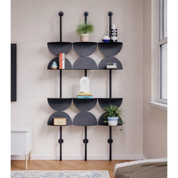 Črn kovinski sistem modularnih polic 27x203,5 cm Solis – Umbra-image-1