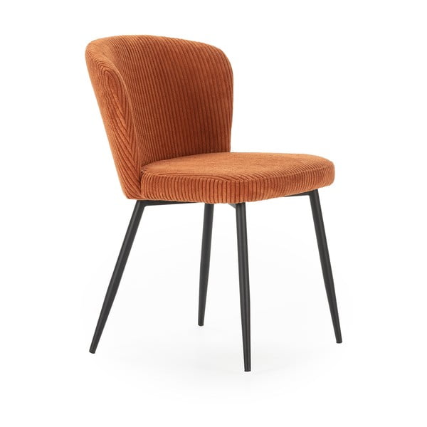 Oranžni jedilni stoli iz rebrastega žameta v kompletu 4 ks Megan – Marckeric