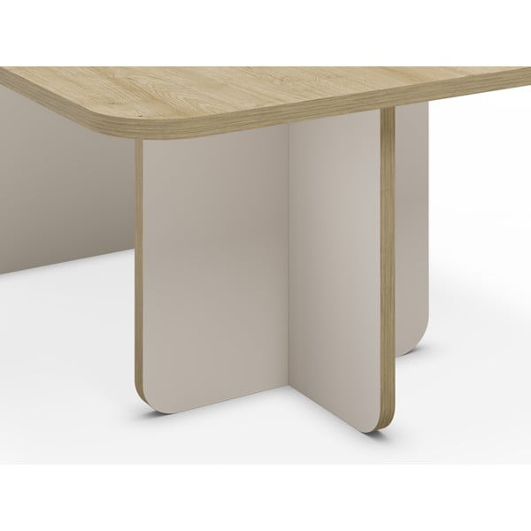 Kremno bela/v naravni barvi mizica z mizno ploščo v hrastovem dekorju 56x100 cm Hillary – Marckeric-image-4