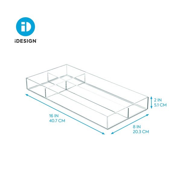 Prozoren zložljiv organizator s predali iDesign Clarity, 40,6 x 20,3 cm-image-1