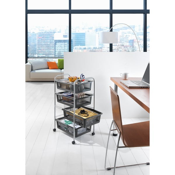 Temno siv/v srebrni barvi regal na koleščkih 46x78 cm – Metaltex-image-1