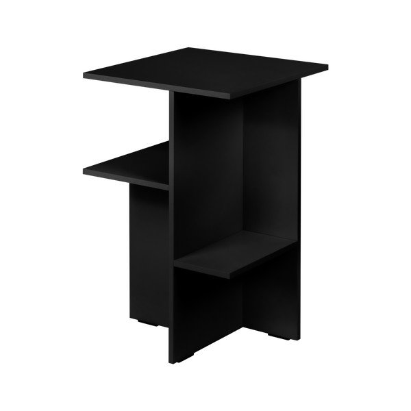 Črna nočna omarica s policami Atik – noo.ma