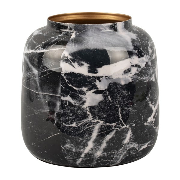 Črno-bela železna vaza PT LIVING Marble, višina 12,5 cm