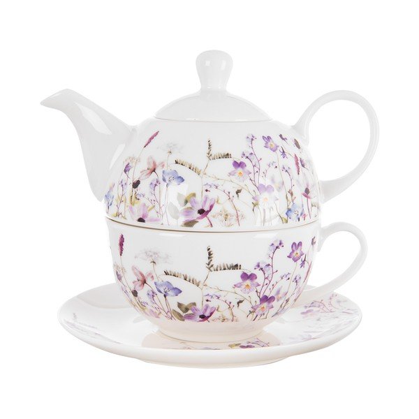 Bel/vijoličen porcelanast čajni servis Louka – Orion