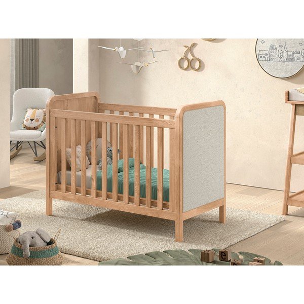 Otroška posteljica z nastavljivo višino 60x120 cm v naravni barvi Woods – Vipack-image-1