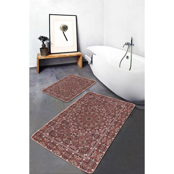 Rjave žametne kopalniške preproge v kompletu 2 ks 60x100 cm – Mila Home-image-2