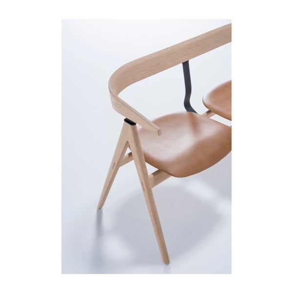 Klop iz hrastovega lesa z usnjenim sedežem Gazzda Ava-image-4