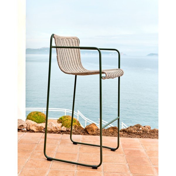 Prašno zelen kovinski vrtni barski stol Maurina – Kave Home-image-1