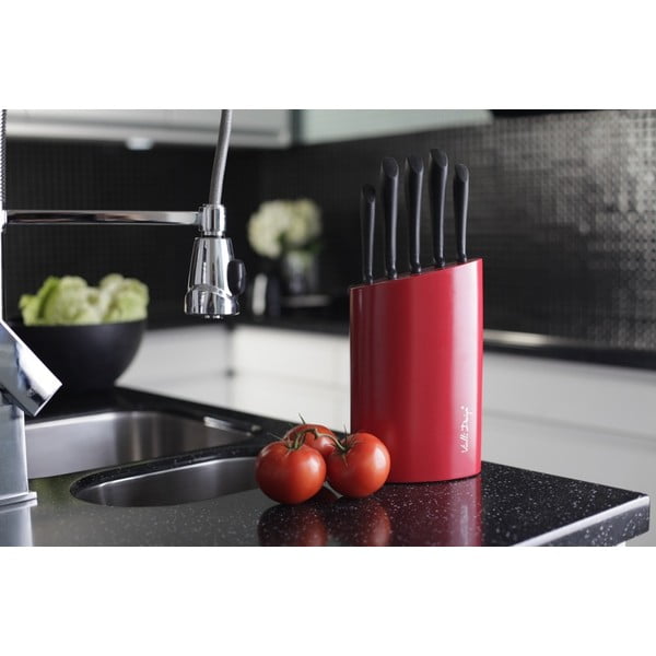 Rdeče stojalo s petimi noži Vialli Design-image-3