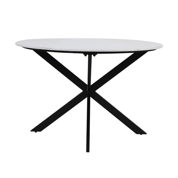 Črna/bela okrogla jedilna miza z mizno ploščo v marmornem dekorju ø 120 cm Tomochi – Light & Living