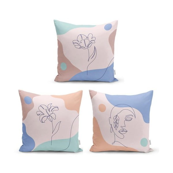 Komplet 3 dekorativnih prevlek za vzglavnik Minimalist Cushion Covers Colorful Flower, 45 x 45 cm