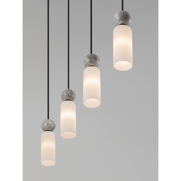 Mat črna lončena viseča svetilka s steklenim senčilom Filomena – Nova Luce-image-1