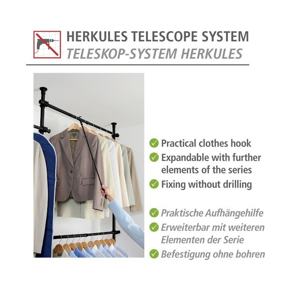 Kovinska/plastična palica za obleke Herkules – Wenko-image-3