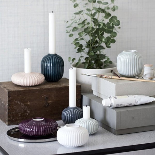 Bel porcelanast svečnik za čajno svečko Kähler Design Hammershoi, ⌀ 10 cm-image-1