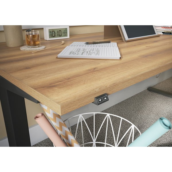 Električna dvižna pisalna miza z mizno ploščo v hrastovem dekorju 80x180 cm Lissabon – Germania-image-3