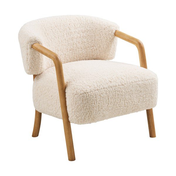 Kremno bel fotelj iz tkanine bouclé Dakar – House Nordic-image-3