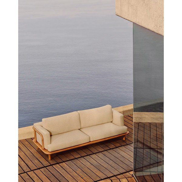 Vrtni kavč iz tikovega lesa v bež in naravni barvi Turqueta - Kave Home-image-1