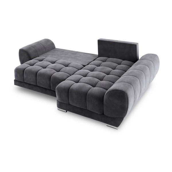 Temno siva kotna raztegljiva sedežna garnitura z žametnim oblazinjenjem Windsor & Co Sofas Nuage, desni kot-image-4
