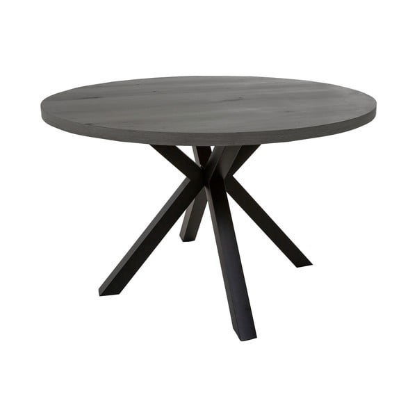 Siva okrogla jedilna miza s črnimi nogami Canett Maison, ø 120 cm