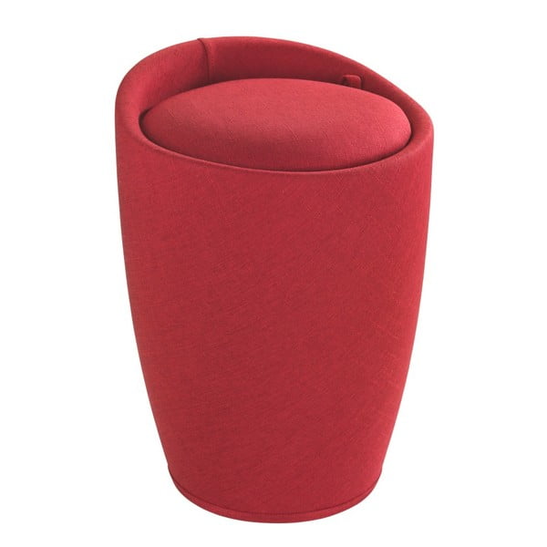 Wenko Linen Look rdeča košara za perilo in stolček v enem, 20 l