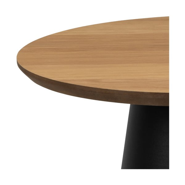Črna okrogla mizica z mizno ploščo v hrastovem dekorju ø 45 cm Soli – Actona-image-4