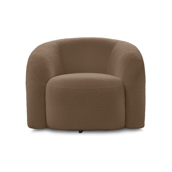 Rjav vrtljiv fotelj iz tkanine bouclé Elina – Bobochic Paris-image-3