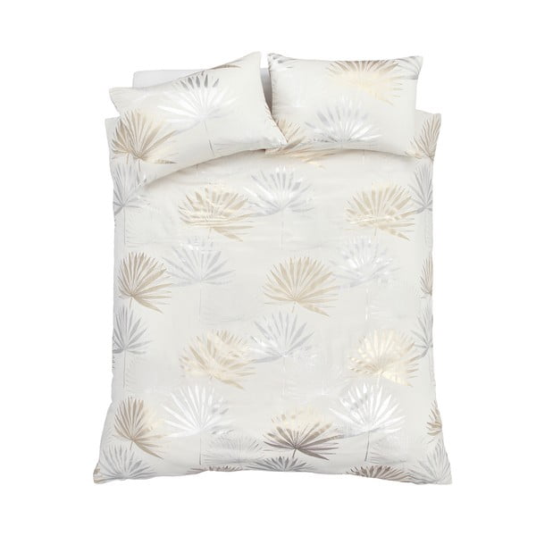 Kremno bela posteljnina za zakonsko posteljo 200x200 cm Luxe Palm – Catherine Lansfield