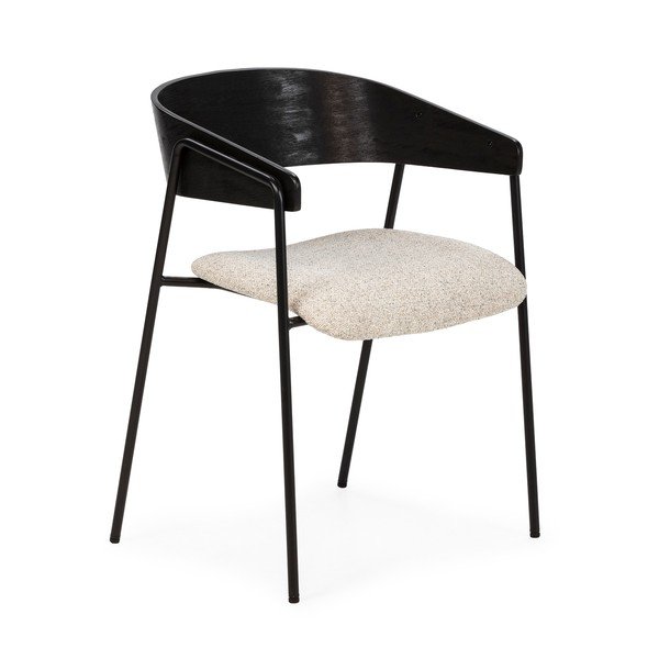 Črni/bež oblazinjeni jedilni stoli v kompletu z nasloni za roke 2 ks Cora – MOME