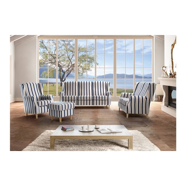 Modro-bela črtasta zofa Max Winzer Lorris, 193 cm-image-3