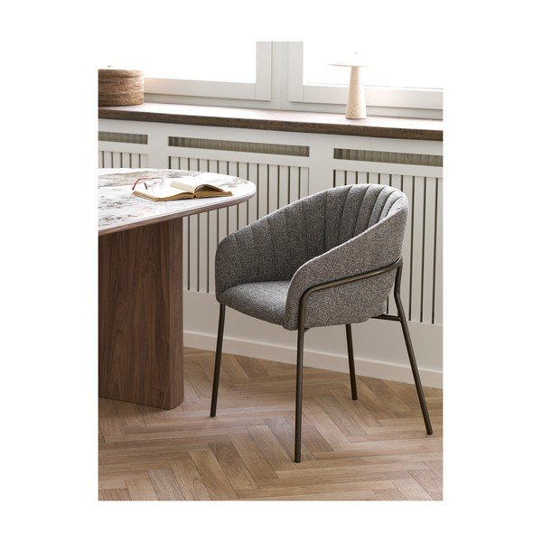 Siv jeklen jedilni stol z nasloni za roke Costa – House Nordic-image-1