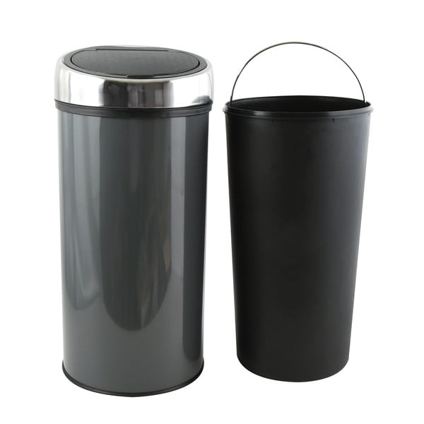 Temno siv jeklen koš za smeti na dotik 30 l – MSV-image-2