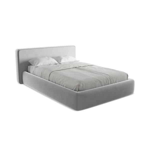 Siva oblazinjena zakonska postelja s prostorom za shranjevanje z letvenim dnom 140x200 cm Kiana – Makamii-image-2