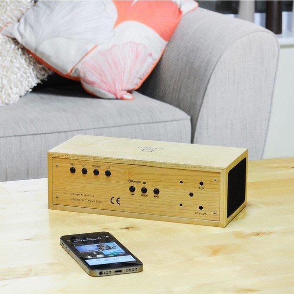 Zvočnik Oak Click Clock z oranžno budilko LED-image-3