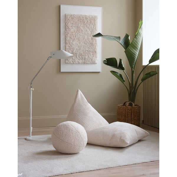 Kremno bela otroška vreča za sedenje iz rebrastega žameta Big Lounger – Wigiwama-image-1