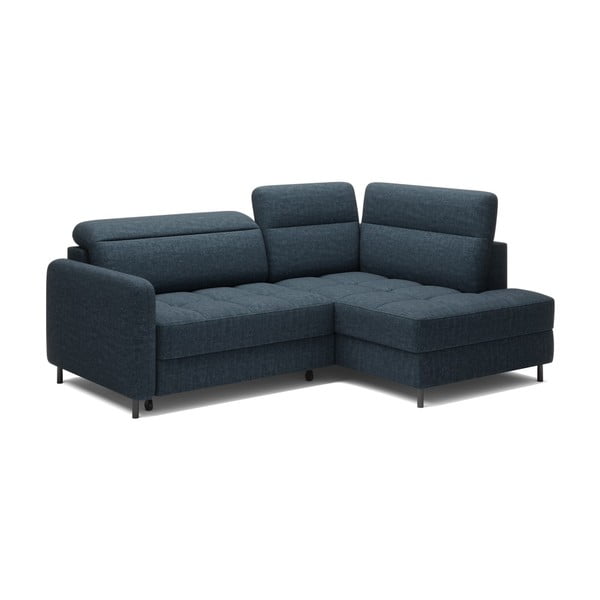 Modra žametna raztegljiva/s prostorom za shranjevanje kotna sedežna garnitura (desni kot/v obliki črke L) Barea – ELTAP-image-2
