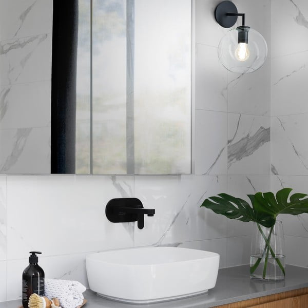 Črna stenska svetilka SULION Bogard, ø 20 cm-image-2