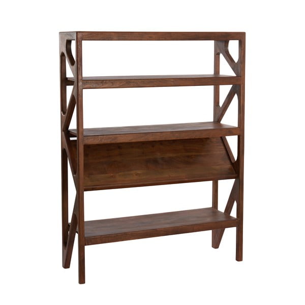 Rjava knjižna omara iz akacijevega masivnega lesa 120x160 cm Yuki - Light & Living-image-4