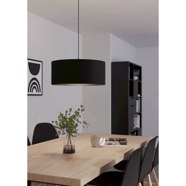 Črna viseča svetilka s tekstilnim senčilom ø 53 cm MASERLO 1 – EGLO-image-1