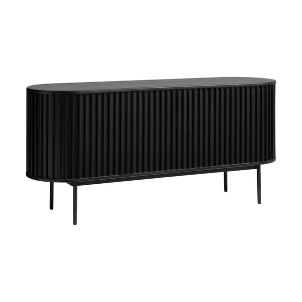 Črna nizka komoda v hrastovem dekorju z drsnimi vrati 73x160 cm Siena – Unique Furniture-image-2