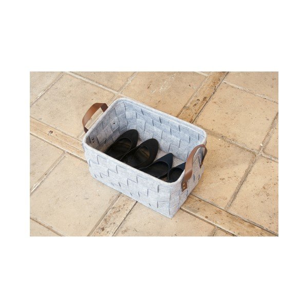 Svetlo siva košara za shranjevanje z usnjenimi ročaji PT LIVING Storage, dolžina 38 cm-image-4