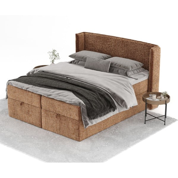Oranžna boxspring postelja s prostorom za shranjevanje 160x200 cm Passion – Maison de Rêve-image-2