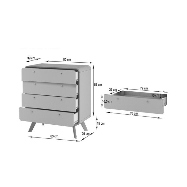 Temno rjava visoka komoda v orehovem dekorju 80x88 cm Caitlin – Støraa-image-4