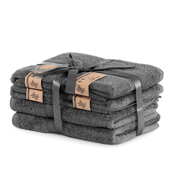 6-delni komplet temno sivih brisač DecoKing Bamby Charcoal-image-1
