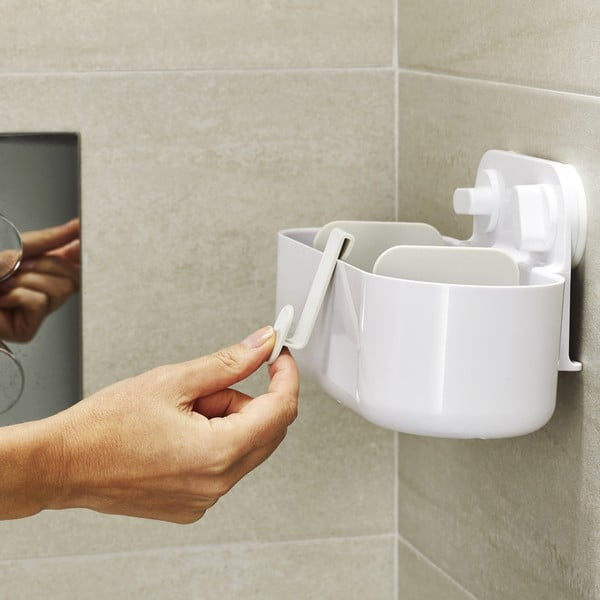 Bela plastična kopalniška polica z namestitvijo brez vrtanja Duo – Joseph Joseph-image-3