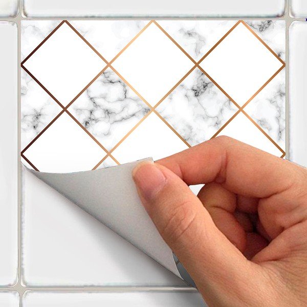 Komplet 24 stenskih nalepk Ambiance Marble and Goldy, 10 x 10 cm-image-3