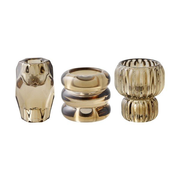 Stekleni svečniki v kompletu za čajno svečko 3 ks – House Nordic