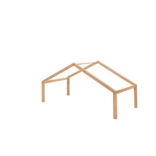 Otroška postelja iz masivnega hrasta v obliki hiške/z dodatnim ležiščem 90x200 cm v naravni barvi Forrest – Vipack-image-3