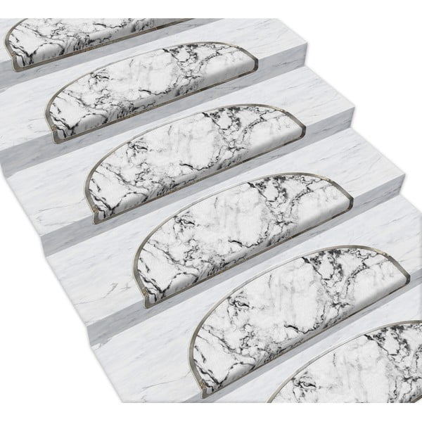 Komplet 16 belih preprog za stopnice Vitaus Marble Dream, 65 x 20 cm-image-1