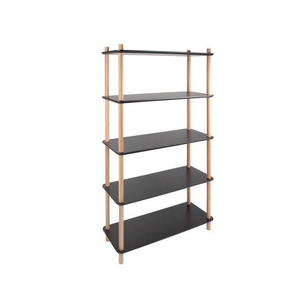 Črn regal z bambusovimi nogami Leitmotiv Cabinet Simplicity-image-2
