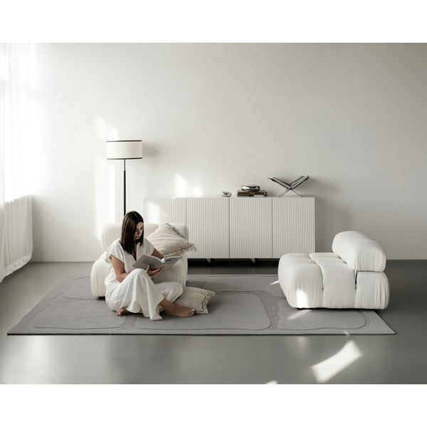 Siva volnena preproga 200x300 cm Morphic Organica – Agnella-image-3